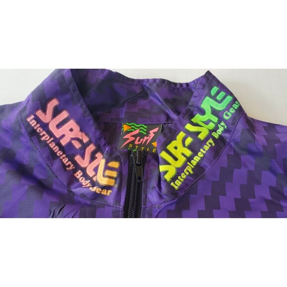 Vintage Surf Style Iridescent Mens 1/4 Zip Pullover Windbreaker Jacket One Size - Picture 5 of 8